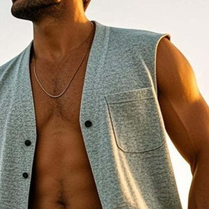 Einreihige Herrenweste aus Baumwollmischung mit V-Ausschnitt