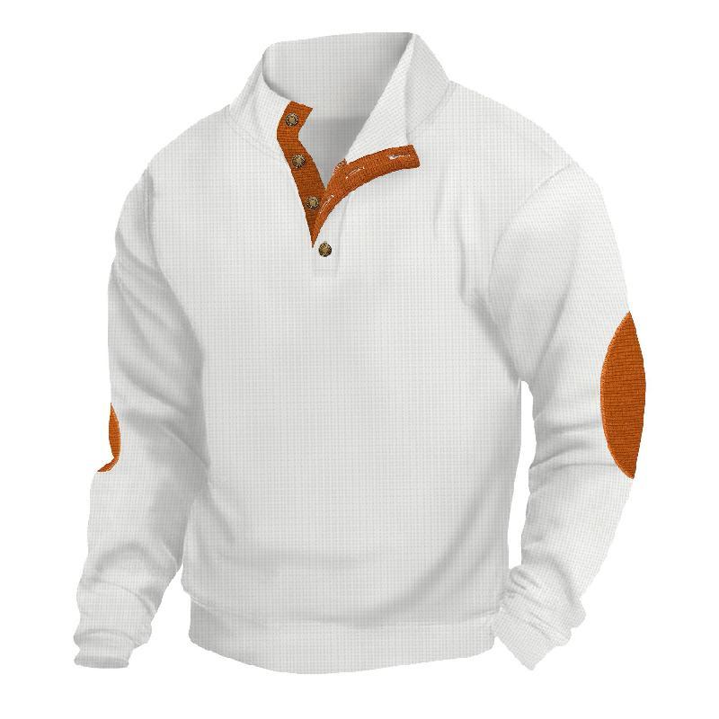 Lässiges Outdoor-Sweatshirt mit Stehkragen und Waffelmuster für Herren