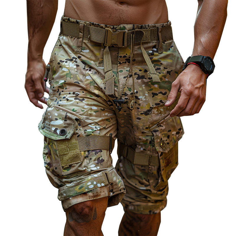 Men's Camouflage Elastic Waist Casual Cargo Shorts