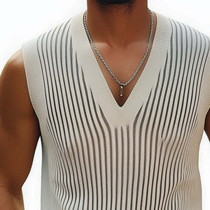 Men's Summer Classic Vertical Striped Knitted Tank Top