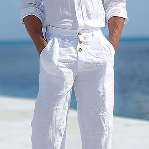 Lässige, einfarbige Baumwollhose für Herren
