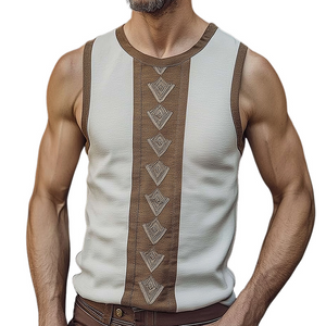 Herren-Tanktop im Retro-Stil mit lässigen Nähten und ethnischem Print
