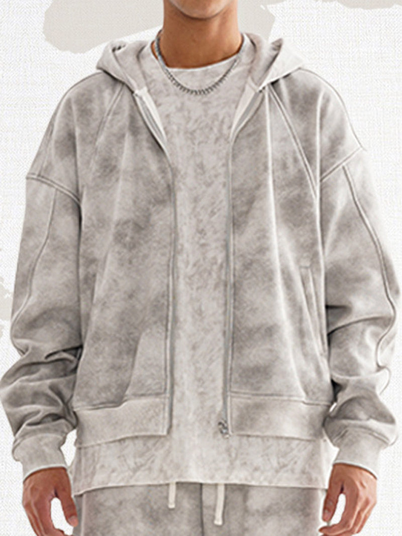 Heavy Tie-dye Fleece Hooded Jacket