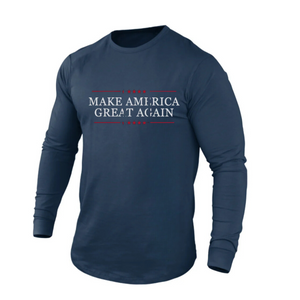 MAKE AMERICA GREAT AGAIN Langarm-T-Shirt aus 100 % Baumwolle mit Raglan-Grafik
