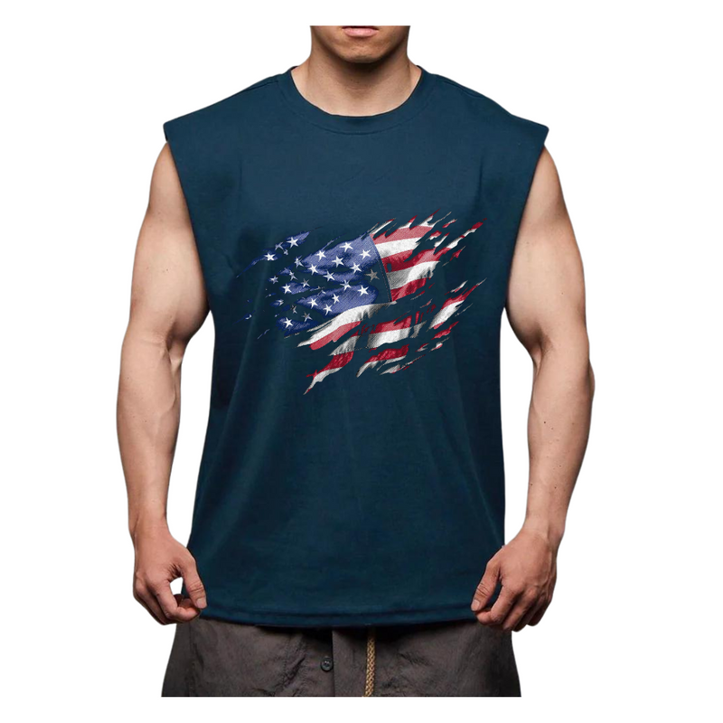 USA FLAG COTTON MOISTURE WICKING TANK TOP