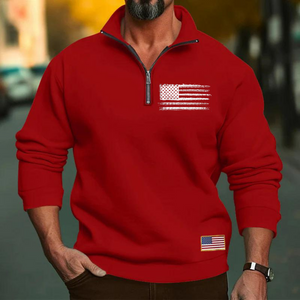 USA FLAGGE HERREN CASUAL SPORT KRAGEN LOCKER REISSVERSCHLUSS SWEATERSHIRT