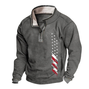 USA FLAG Lässiges Sweatshirt, Stehkragen, Reißverschluss, Fleece-Sweatshirt