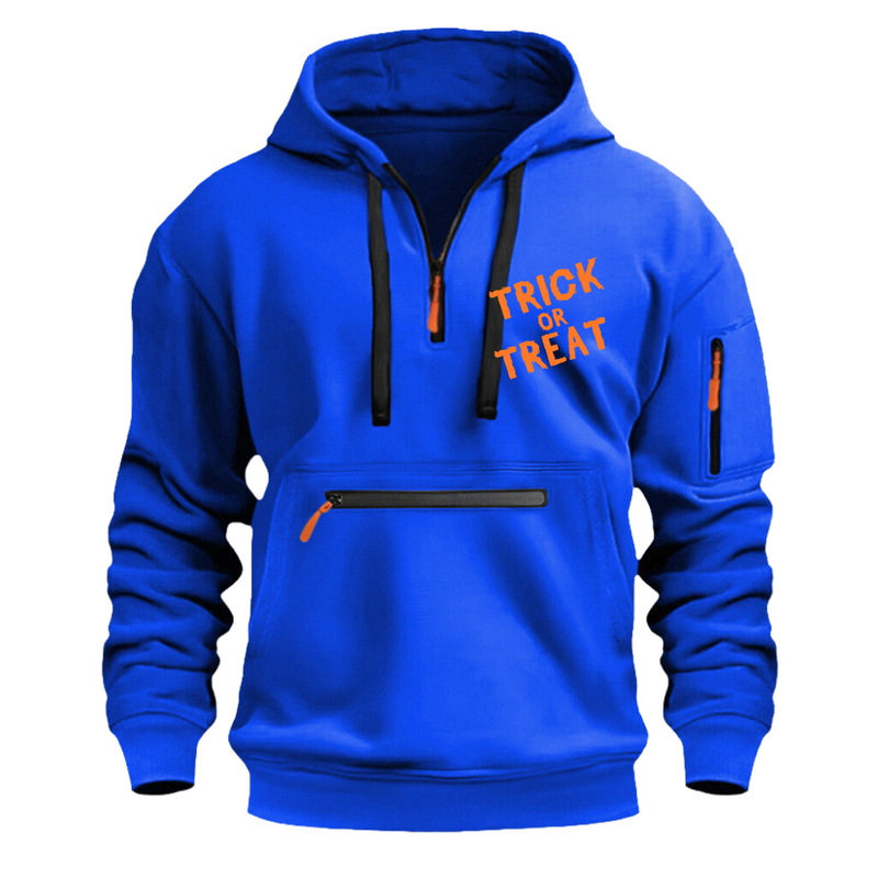 HALLOWEEN  CASUAL SPORTS MULTI ZIPPER ARM POCKET MEN'S SWEATSHIRT HOODIE