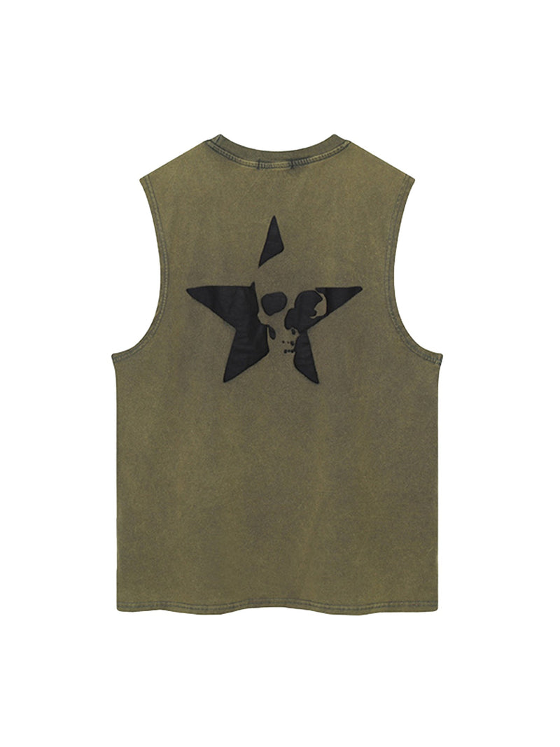 Retro Hip-hop Foam Printed Star Vest