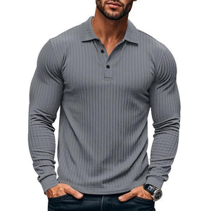 Lässiges elastisches Langarm-POLO-Shirt für Herren