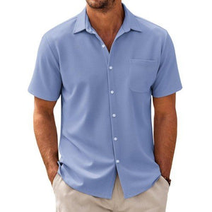 Men's Casual Cotton Blend Short Sleeve Shirt