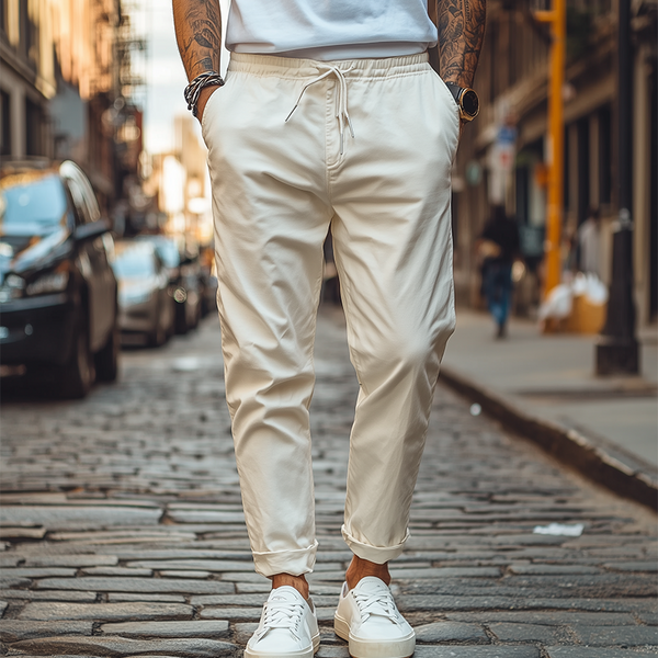 Herren Frühlingsmode Lässige Baumwollmischung Elastische Taillenhose
