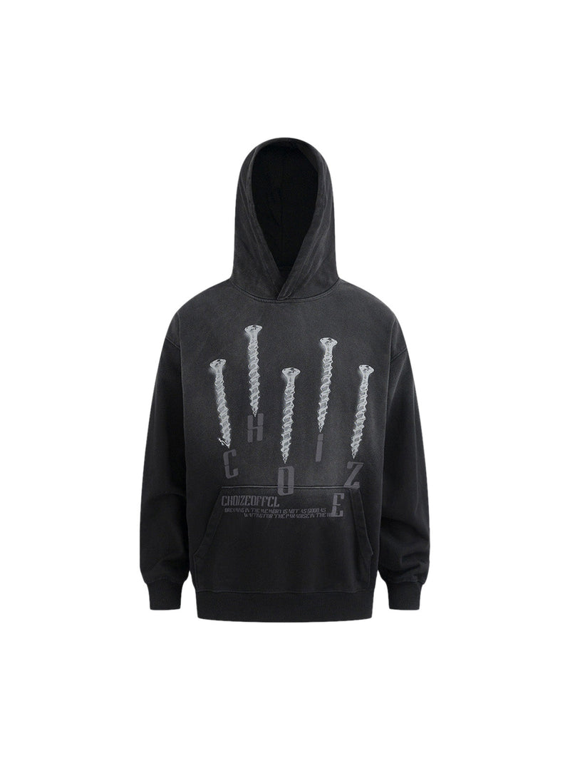 Nail Graphic Gradient Pullover Hoodie