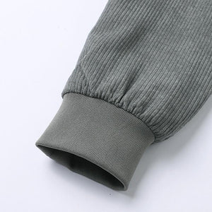 Lässige Herrenjacke aus Cord mit Revers und verdickter Lammwolle mit mehreren Taschen und Reißverschluss