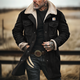 Men's Ch Vintage Suede Jacket Patchwork Lamb Fleece Multi-Pocket Reverse Collar Outdoor Coat