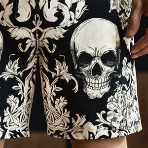 Lässige Shorts für Herren mit Retro-Totenkopf-Print