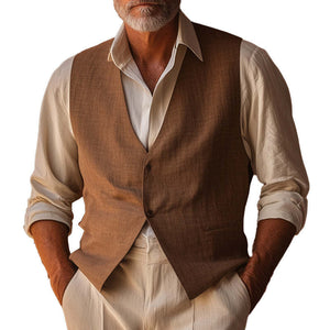 Men's Western Vintage Linen Suit Vest