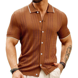 Herren-POLO-Shirt mit Revers und Kontrastfarbe, einreihig