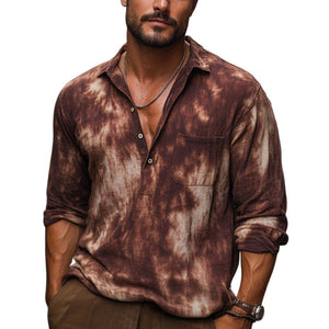 Herren Sommer Rot Braun Tie-Dye Baumwolle Casual T-Shirt