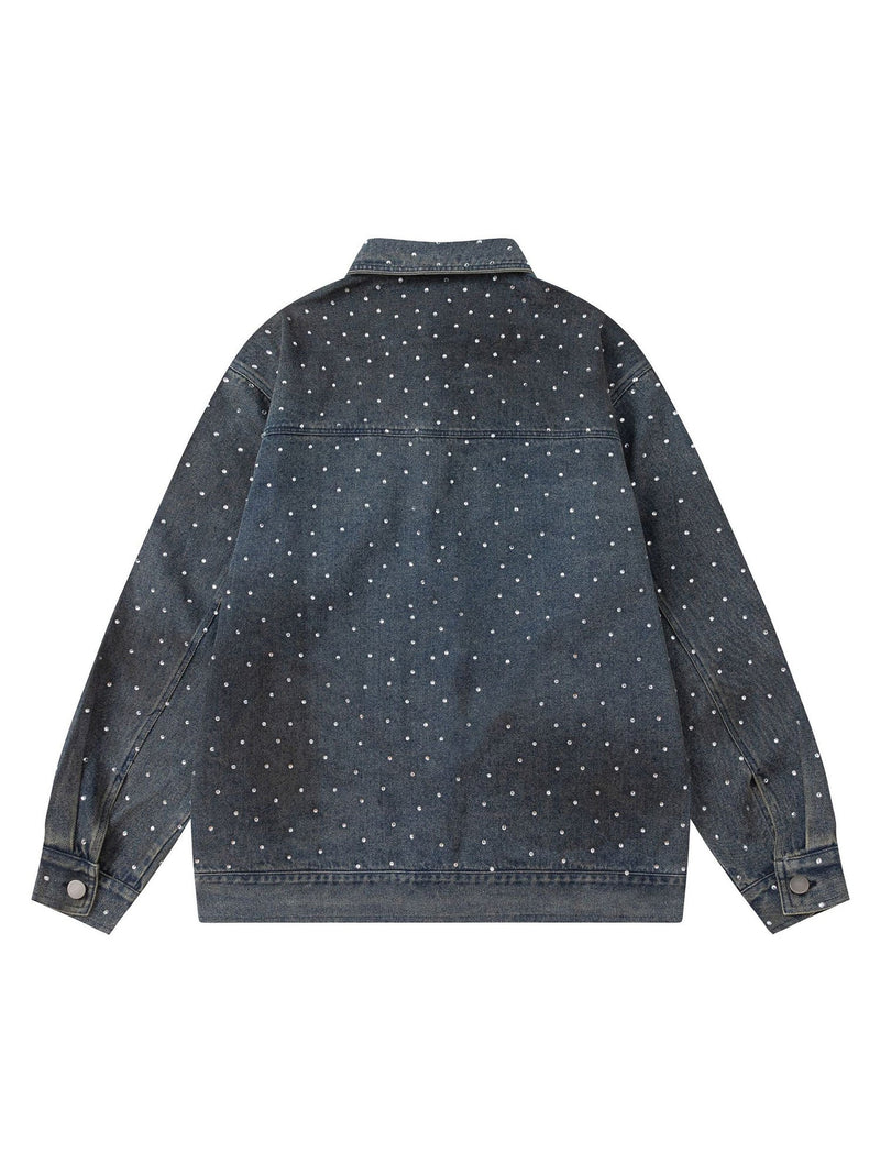 Hip-hop Beaded Washed Denim Jacket