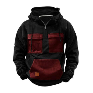 Men's Colorblock Pocket Half Zip Hoodie