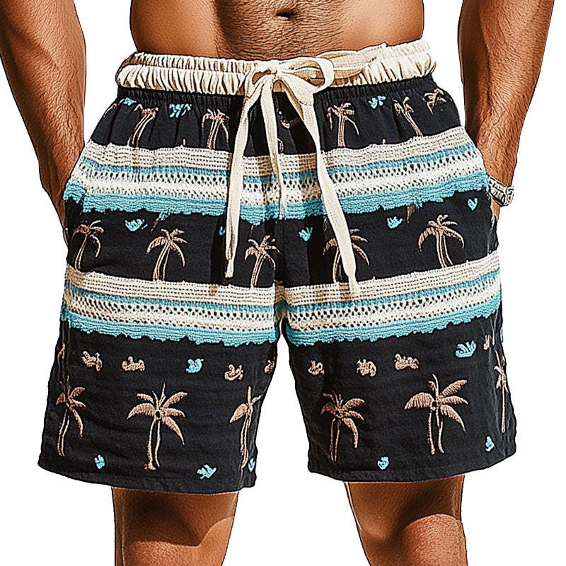 Lässige Sportshorts für Herren mit gewebter Patchwork-Stickerei