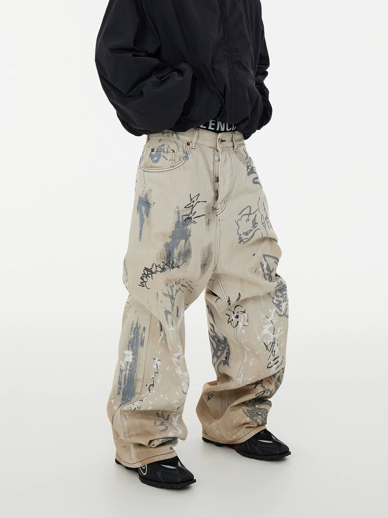 Hand-painted Graffiti Baggy Jeans