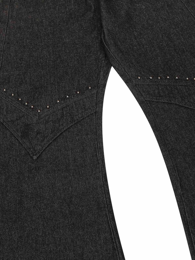 Deconstructed Rivet Scimitar Jeans