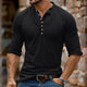 Lässiges Langarm-T-Shirt mit Henley-Kragen und mehreren Knöpfen für Herren