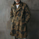 Men's Camouflage Lapel Double Breasted Mid-length Cargo Trench Coat