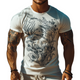 Herren Retro Casual Ocean Coral Element Bedrucktes Kurzarm-T-Shirt mit Rundhalsausschnitt