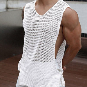 Men's Casual Round Neck Hollow Breathable Knitted Tank Top