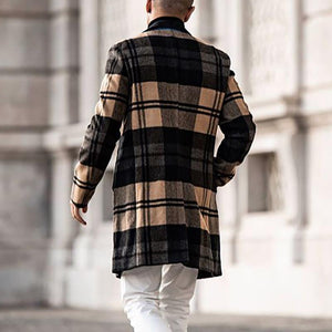 Men's Vintage Plaid Mid-length Coat