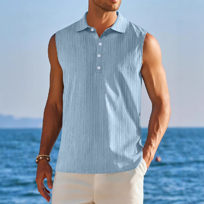Einfarbige Pullover-Tanktops mit Revers für Herren