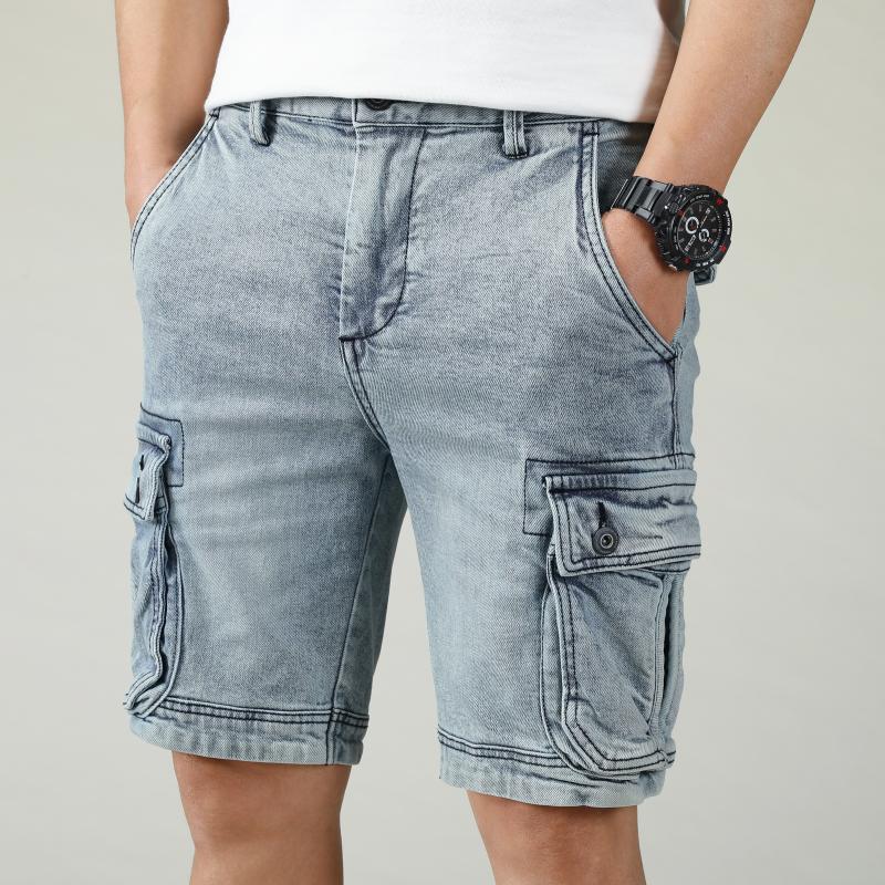 MEN'S DENIM CASUAL SHORTS, MID RISE STRAIGHT LEG WORKWEAR PANTS