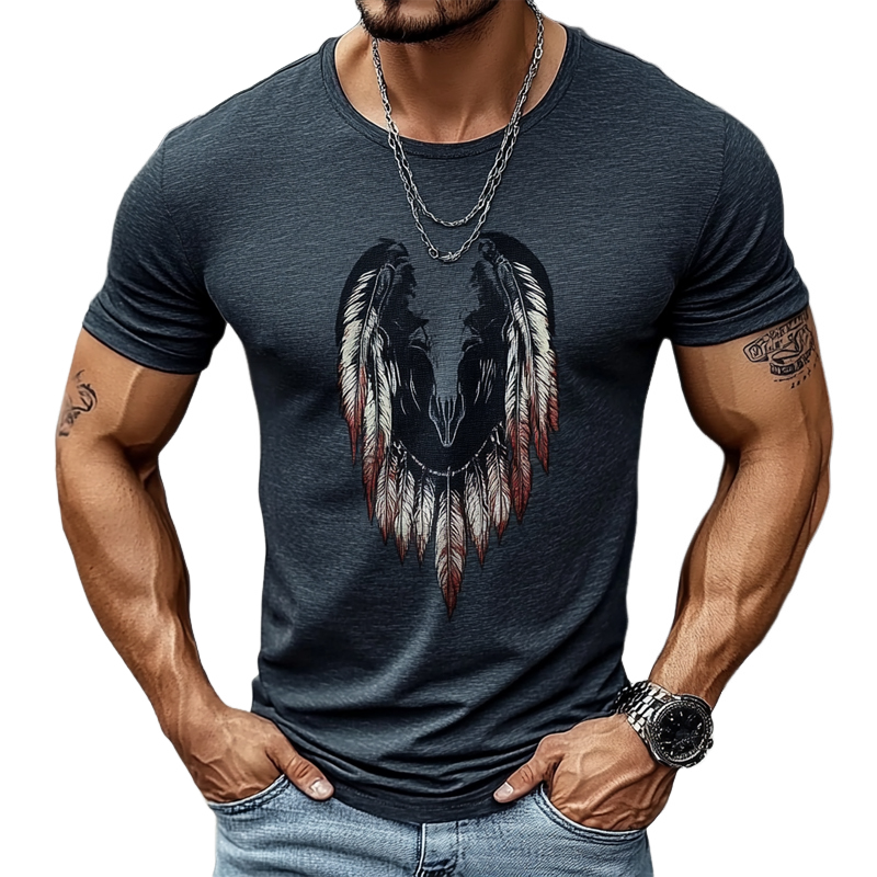 Men's Casual Printed Round Neck Short Sleeve T-Shirt