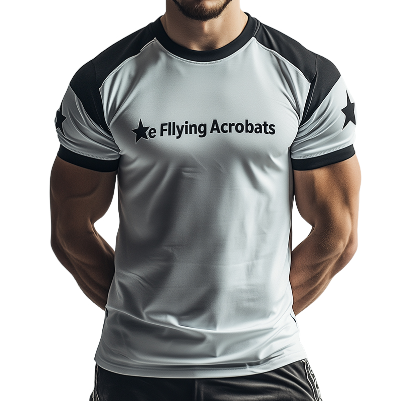 Men's Retro Casual "The Flying Acrobats" Star Print Crew Neck Short Sleeve T-Shirt