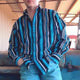 Herren-Langarmhemd mit Western-Cowboy-Streifenmuster und Aufdruck