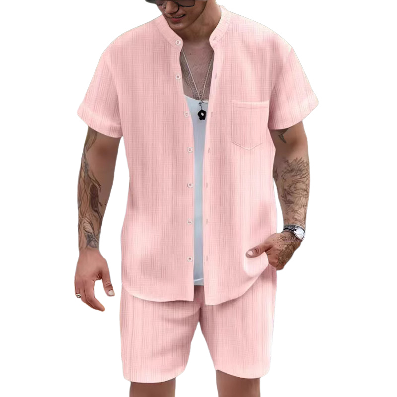Lässiges Resort-Set mit Kurzarm-Shorts für Herren, zweiteilig