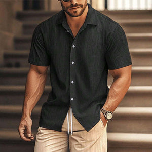 Men's Casual Contrast Color Short Sleeve Shorts Two Piece Set