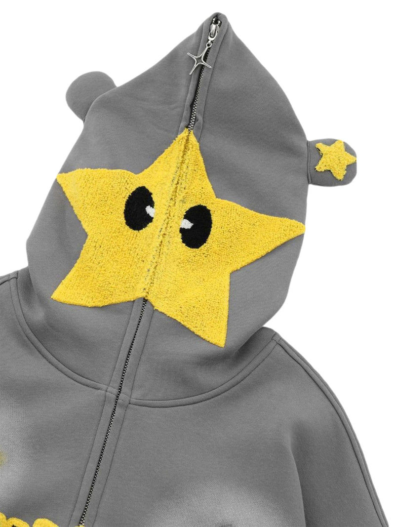 Star Embroidered Hooded Sweatshirt