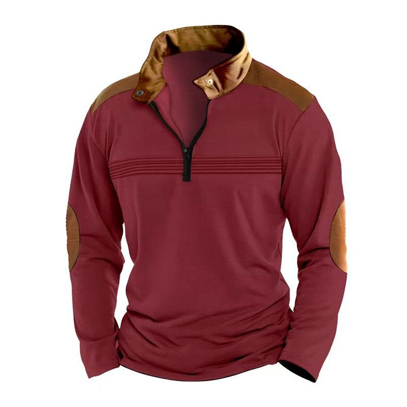 Herren Colorblock Reißverschluss Stehkragen Langarm Casual Sweatshirt