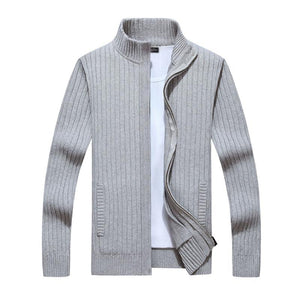 Lässiger Herren-Strickcardigan mit Stehkragen und Reißverschluss und schmaler Passform