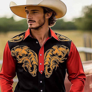 Men's Contrast Print Long Sleeve Shirt