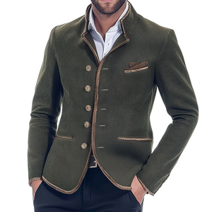 Herren Vintage Army Green Stehkragen Twill Button Jacke