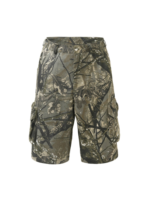 Retro Camouflage Fallen Leaves Cargo Jorts