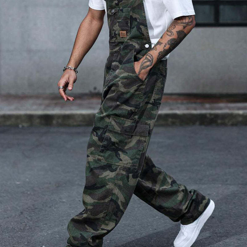 Men's Outdoor Camouflage Print Multi-Pocket Jumpsuit