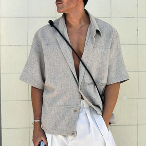 Einreihiges Kurzarmhemd mit festem Revers für Herren