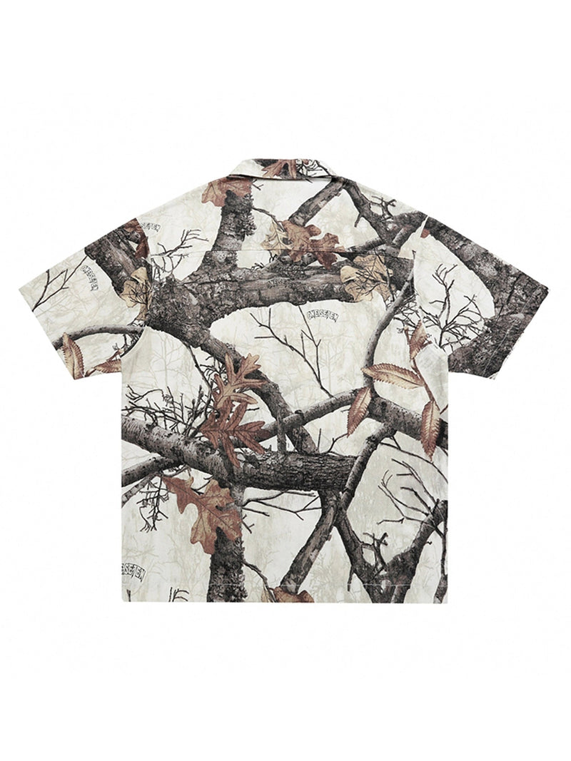 Retro Branches & Fallen Leaves Print Workwear Set