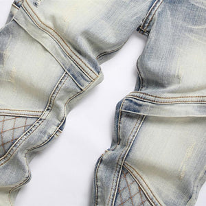 Zerrissene Stretchjeans im Punk-Patchwork-Stil für Herren